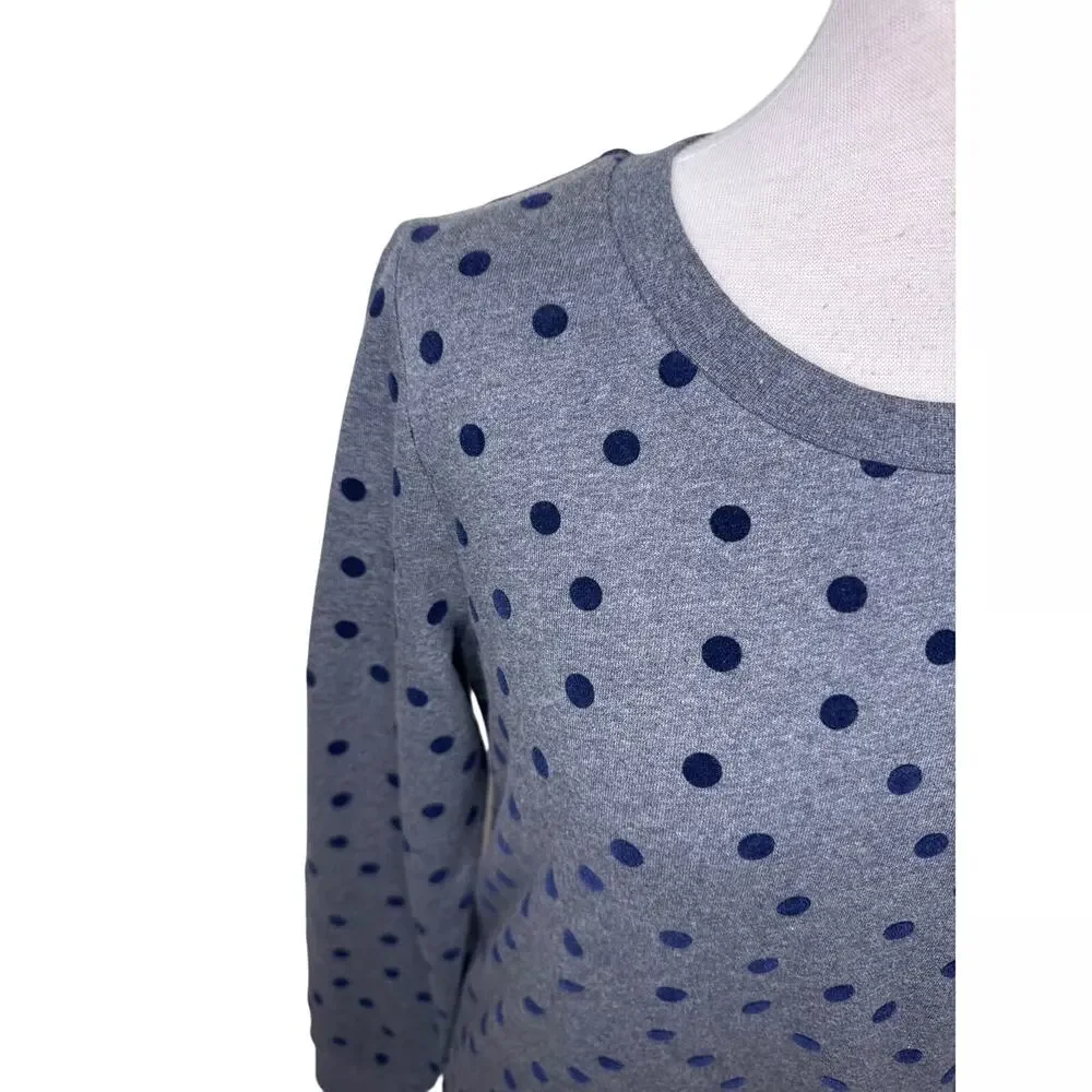 Boden Long Sleeve Grey Navy Polka Dot Dress 100% Cotton Size 4 Womens Small - Picture 2 of 10